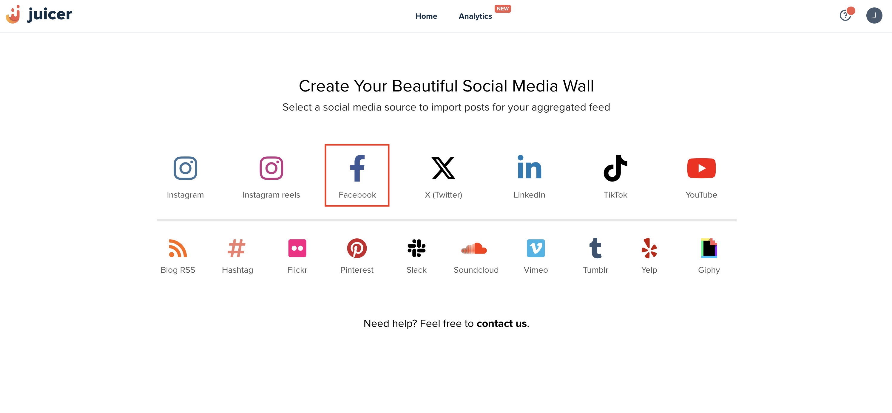 Add social media source to social feed embed