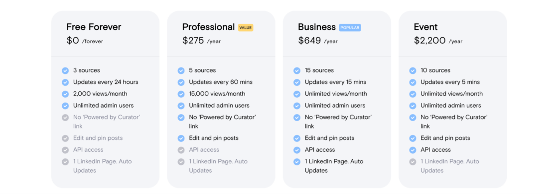 Curator.io Pricing Plans