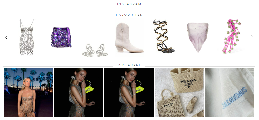 social media feed example on the website of Ohh Couture