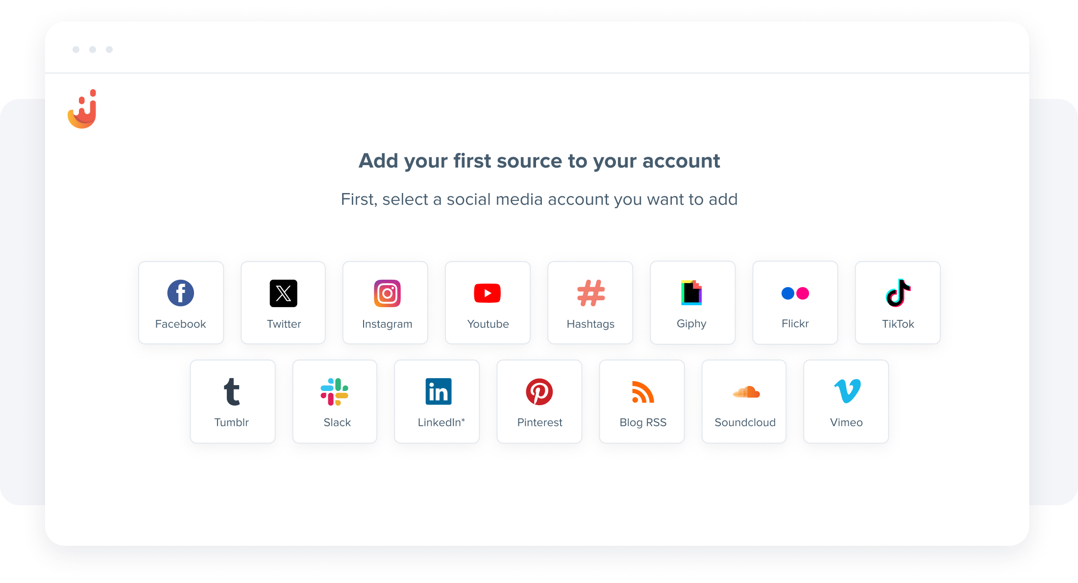 Social media feed setup