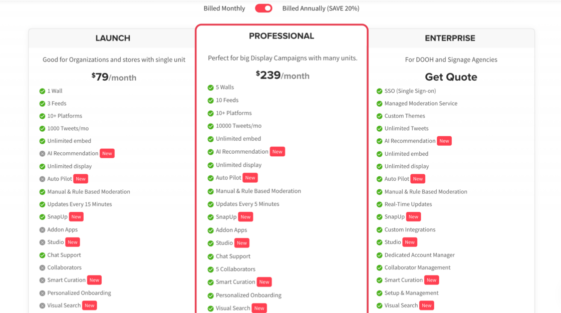 Taggbox pricing compared to embedsocial pricing