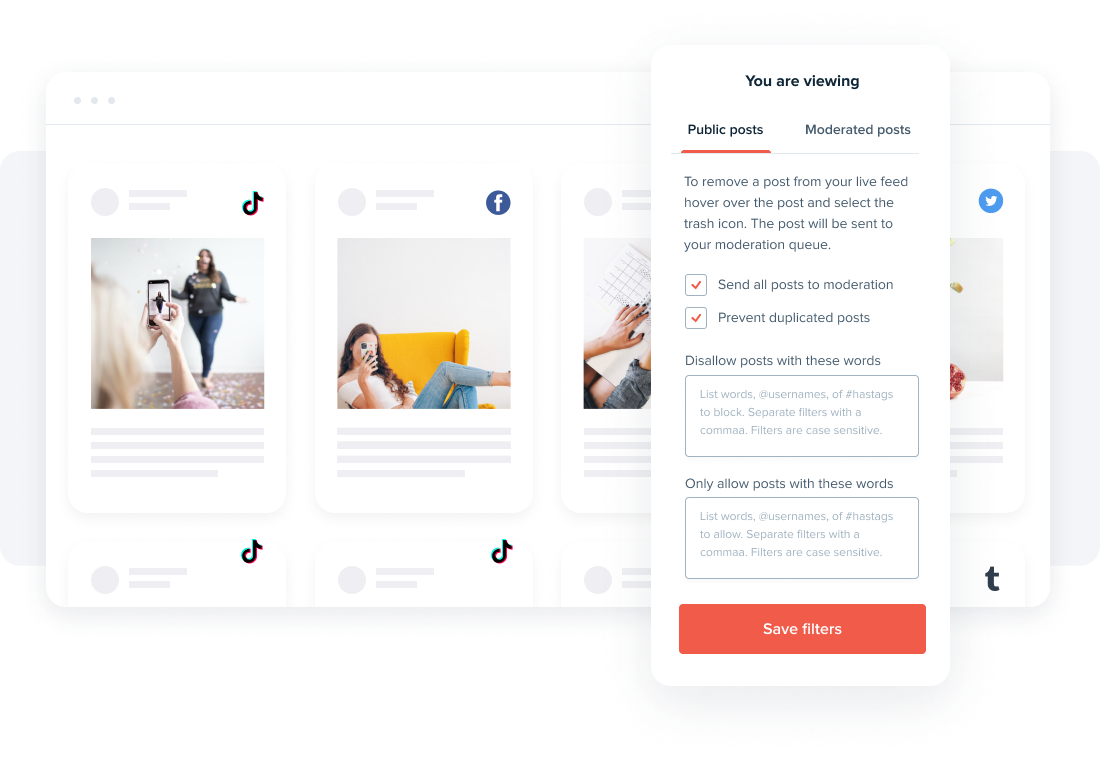 TikTok social wall moderation