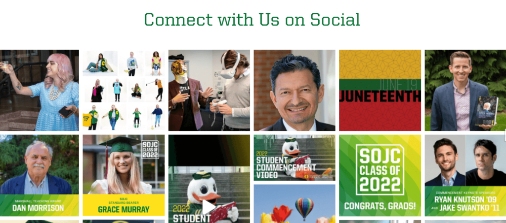 University of Oregon School of Journalism's Visual Branding Embedded Social Wall