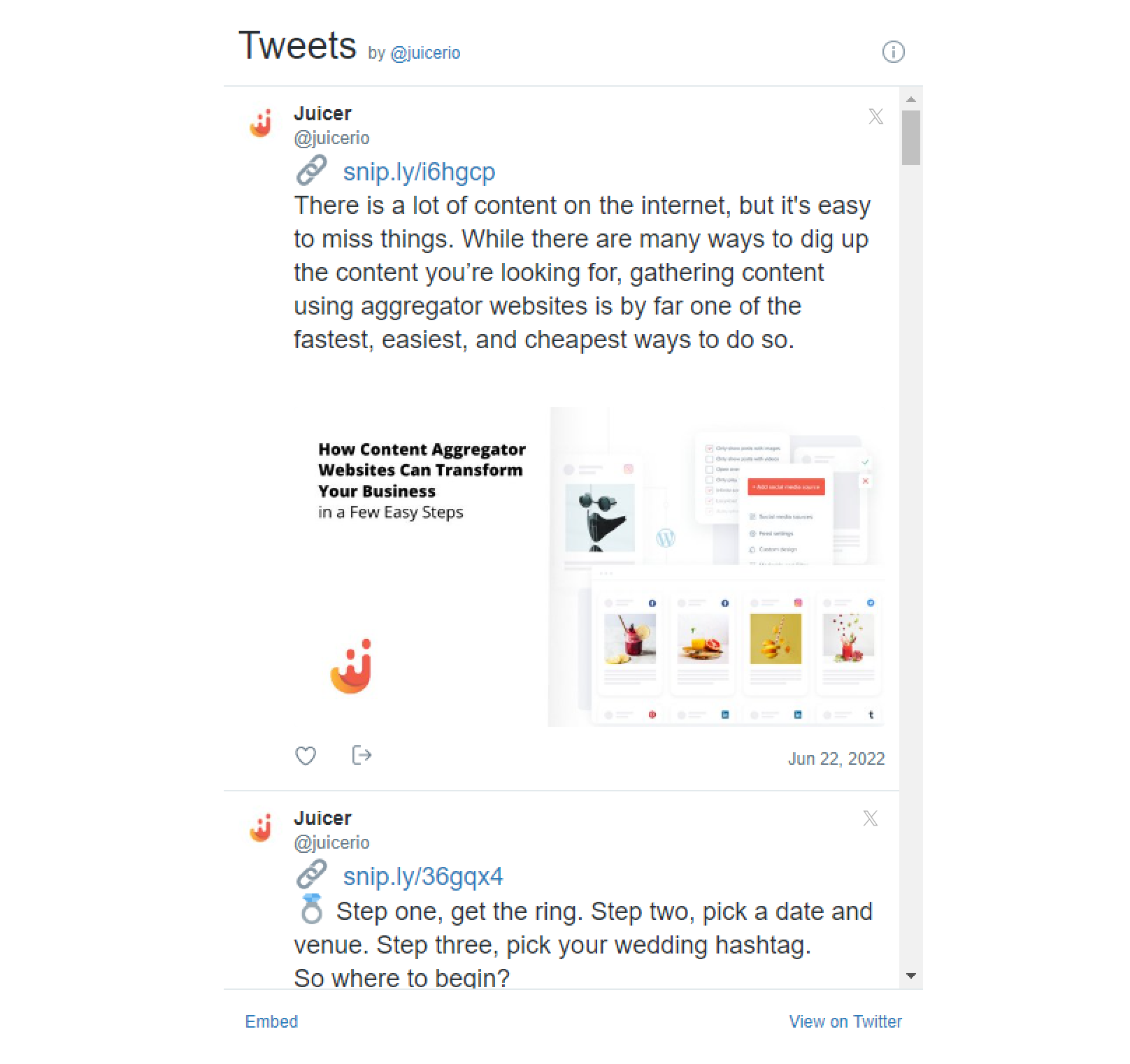 X (twitter) embed in wp without plugin step 4